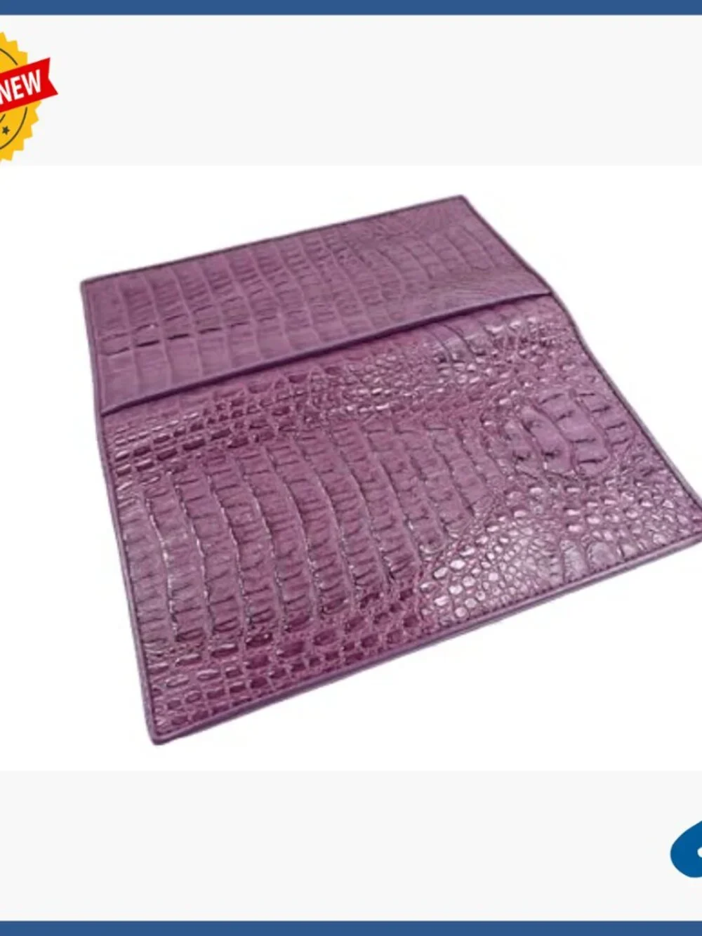 Genuine Crocodile Caiman Hornback Leather Checkbook Wallet, 14 Card Slots